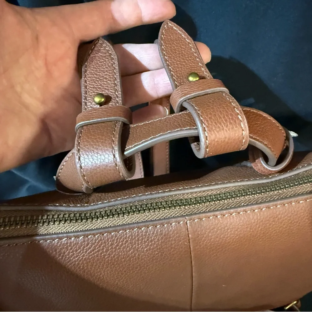 Fossil Leather Convertible Backpack Crossbody - Cognac Brown